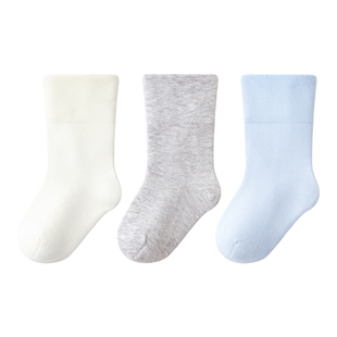 小龙人100%棉无骨松口春秋新生婴儿秋冬宝宝中筒全棉儿童纯棉袜子