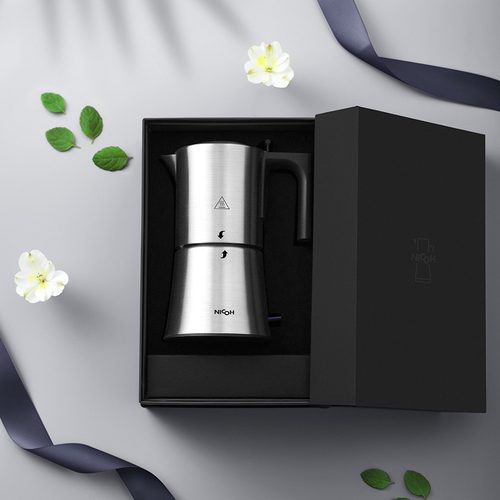NICOH电动摩卡壶不锈钢全自动断电防干烧办公室插电煮意式咖啡机
