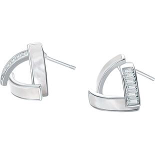 六桂福三角母贝耳钉女925纯银高级感简约小众耳饰耳针养耳洞