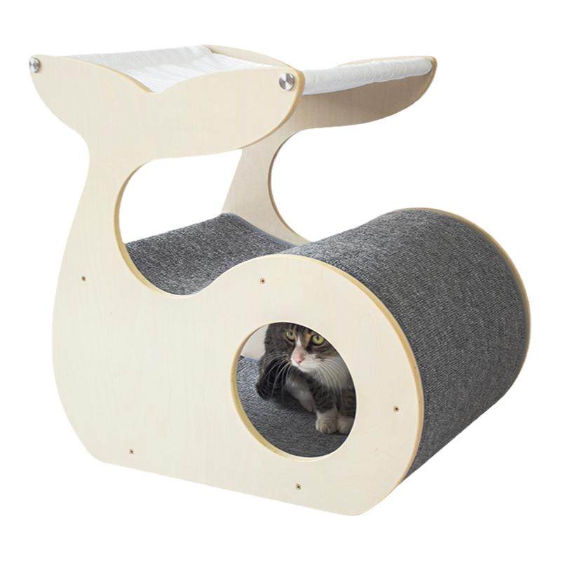 喵林苑新型上下两层猫窝四季通用大尺寸双层封闭式实木帐篷猫别墅