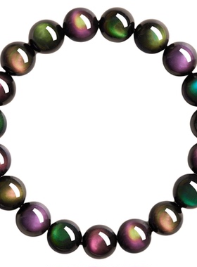 天然双彩虹眼黑曜石招财转运手链