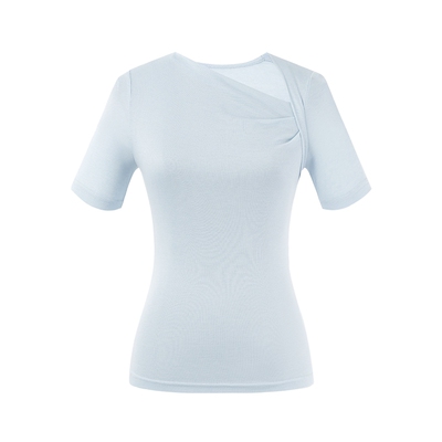 MISSCOCOON不对称荡领天丝针织立体剪裁T恤夏新款