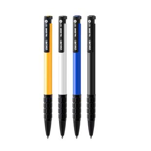 得力多色圆珠笔正品按压式学生专用蓝色红色黑色油笔老式办公原子笔高颜值彩色按动油笔替换笔芯中性笔批发