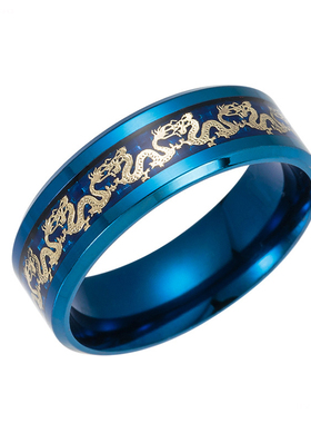 个性钛钢中国风龙戒指男款高级感学生素戒时尚气质小众尾戒不掉色