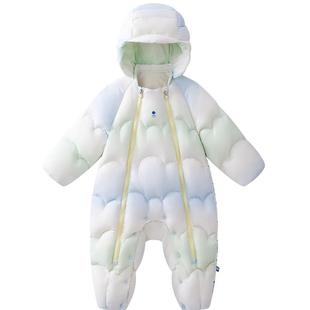 babycare红嘴雁婴儿羽绒服新生儿连体冬衣