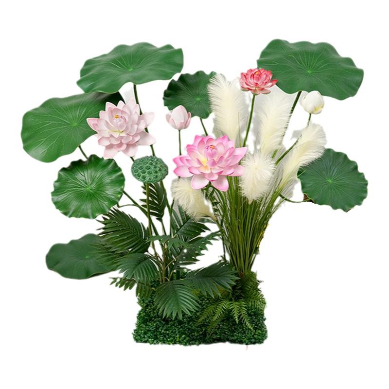 荷花仿真花中式水池落地摆放道具