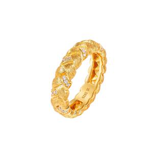 VISING金色大麦麦穗纯手工拉丝克丝戒指手饰新中式百搭婚戒