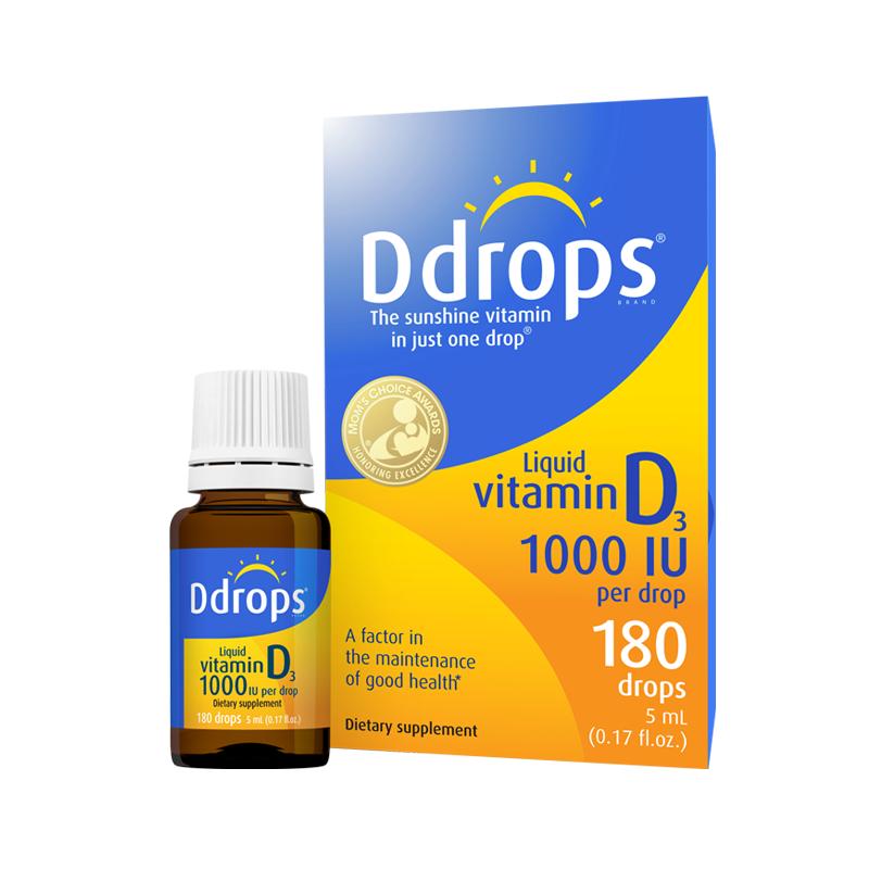 Ddrops维生素d3成人1000iu孕妇vd维生素d维他命vd3滴剂DD小滴瓶