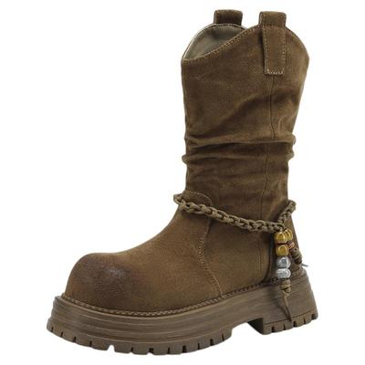 星期六复古显瘦厚底堆堆靴