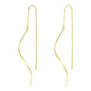 百泰首饰黄金耳线足金999耳钉长款耳饰耳坠流苏新潮曲线女表白礼