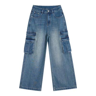 小个子怀旧色工装阔腿裤女