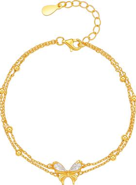 S925银手链女蝴蝶结手饰百搭时尚