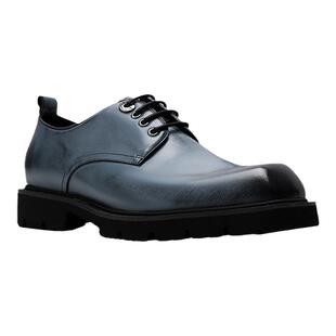 Pierre Cardin/皮尔卡丹男鞋轻质鞋底擦色方头德比鞋真皮皮鞋