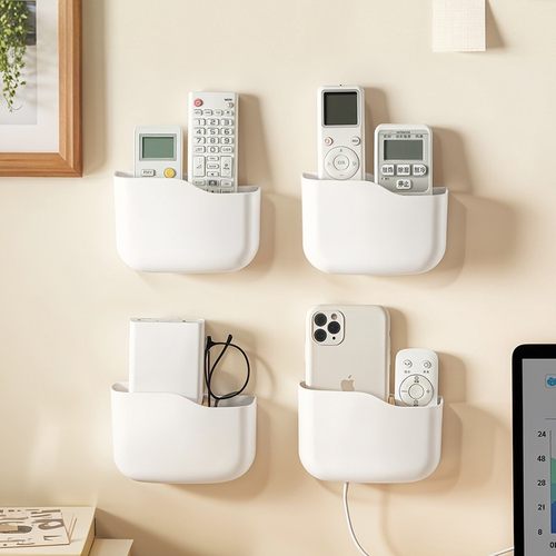 新品 壁挂式电视手机遥控器收纳盒升级版带隔板分格贴墙置物储物