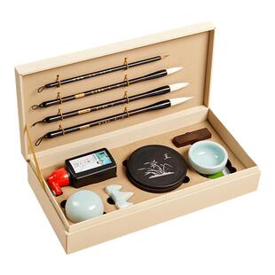 六品堂金榜题名锦盒文房四宝套装初学者成人小学生练毛笔字专用毛笔砚台套装练书法全套精品高档笔墨纸砚礼盒