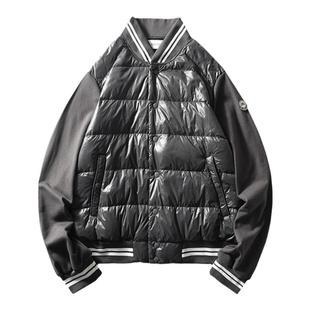 蒙家针织袖运动拼接轻薄羽绒服男秋冬棒球服夹克外套外贸男装棉服