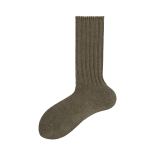 BeeffSocks男女 “枯”粗针复古长筒袜 加厚保暖 深灰棕绿米色
