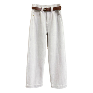 大N货！一穿就显瘦！薄绒中高腰牛仔直筒裤女    M339990~JS