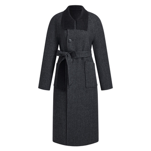 首降|歌莉娅羊毛羊绒大衣女冬季格雷系穿搭复古双面呢长款外套