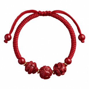 庆祥泰三合朱砂红绳生肖手链男士本命年太岁编织女马年护身符手绳