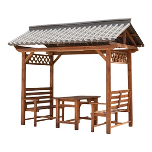 小院露台凉亭别墅庭院遮阳棚户外亭子花园简易带桌椅移动木屋组装