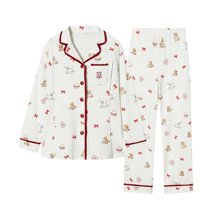 嫚熙秋冬火山小磨毛月子服孕妇保暖睡衣纯棉哺乳产后家居服套装