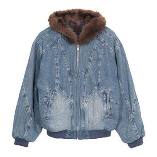 Holocene美式潮牌复古保暖牛仔夹克加厚高级痞帅连帽外套搭配一套