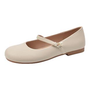 适合脚胖宽的单鞋平底小皮鞋法式绝美玛丽珍鞋圆头大码女鞋软底夏