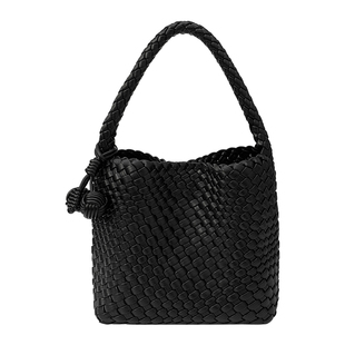 柚子pomelo真皮手工编织水桶包腋下包小众菜篮子包单肩手提托特包