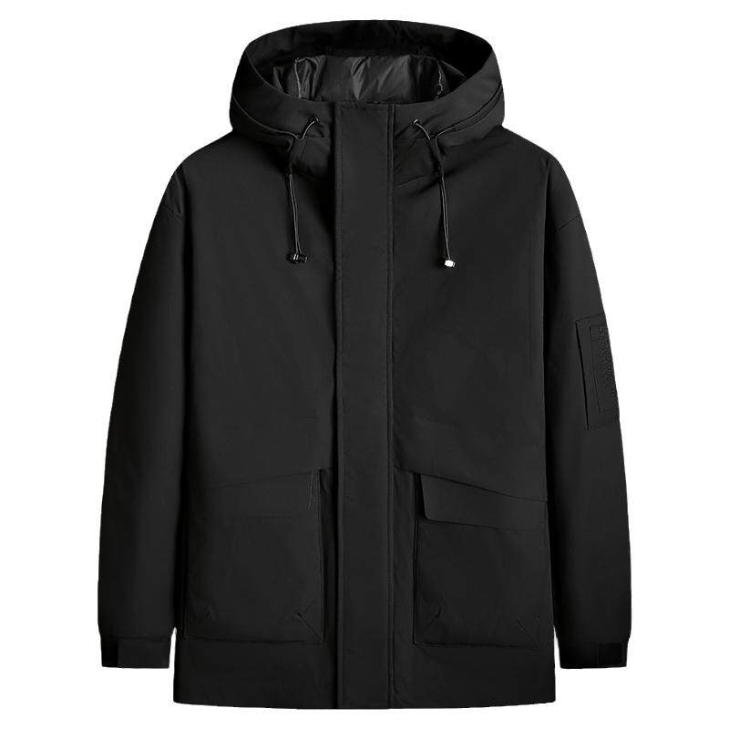 加肥加大防风连帽羽绒服男冬季