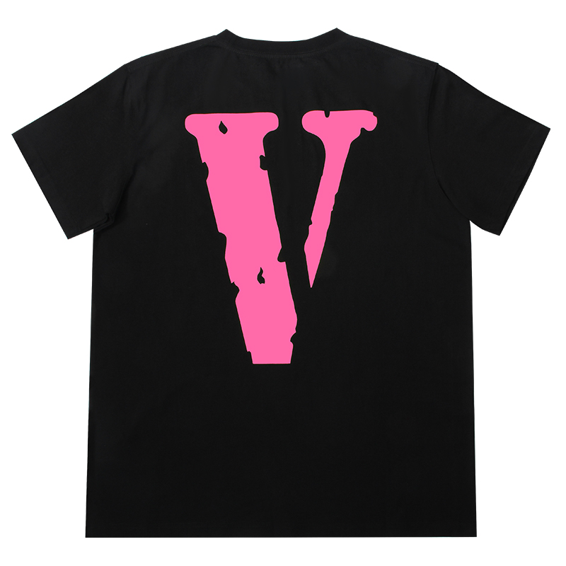 VLONE 经典粉色大V字logoT恤 男女同款 白色黑色 情侣款