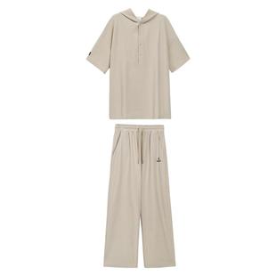 Turn Signal潮牌休闲运动套装女夏2025新款短袖连帽T恤两件套夏季