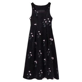 司童 月见草丝绒碎花长款背心裙两件套高领打底衫套装春新款