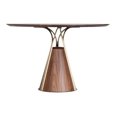 致家家居北欧黑胡桃木圆桌餐桌