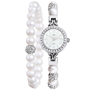 珍珠手链手表女时尚潮流玫瑰金防水钻原创小巧精致表盘精钢石英表