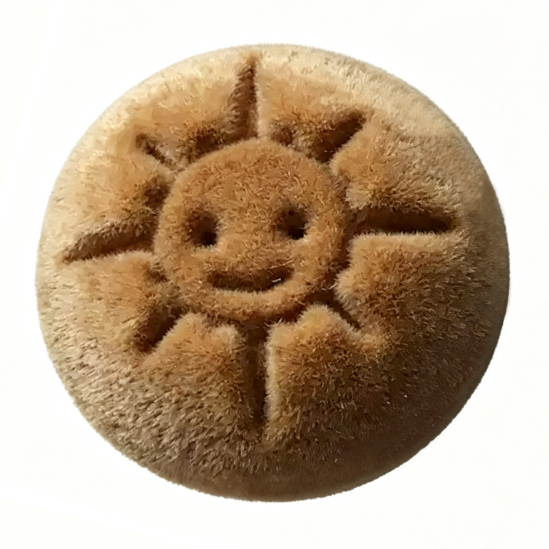 植绒笑脸太阳扣新中式羊绒纽扣