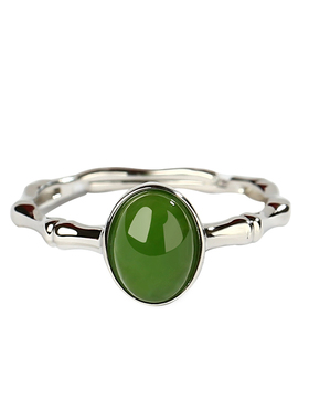 宫里上新竹韵常青天然碧玉戒指