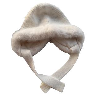 兔毛绒针织护耳帽亲子冬季骑行帽加绒防风抗寒保暖毛线帽冷帽冬季