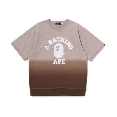 字母印花渐变色短袖圆领卫衣