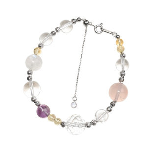方糖家 原创五福多宝天然黄水晶紫水晶马粉白水晶纯银手链手串女
