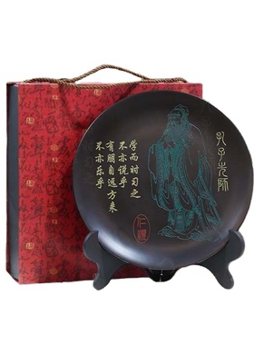 龙山黑陶孔子文创手工艺品