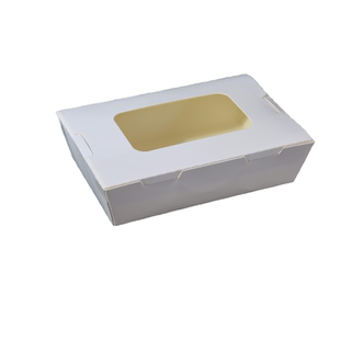 白色牛皮纸打包盒长方形外卖餐盒意面水果透明窗开窗包装盒甜品盒