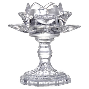 蜡烛烛台供奉供佛灯酥油灯灯座家用蜡烛底座水晶莲花玻璃供佛用品