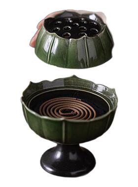 威弗列德香道室内檀香沉香书房茶室陶瓷香炉创意莲花盘香薰炉摆件