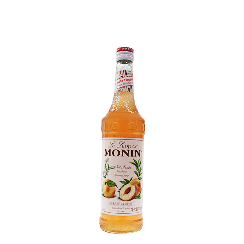 Monin莫林白桃糖浆 Peche Blanche 鸡尾酒果露咖啡烘培调酒700ml