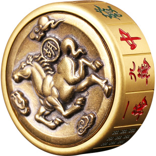 黄铜转钱马上胡有钱打麻将手把件把把胡神器随身解压好运把玩赢钱