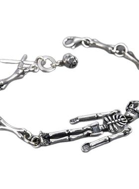 男女款银饰欧美风骷髅人手链