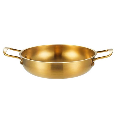 韩式不锈钢拉面锅网红螺蛳粉碗金色双耳泡面碗家用煮汤锅部队火锅