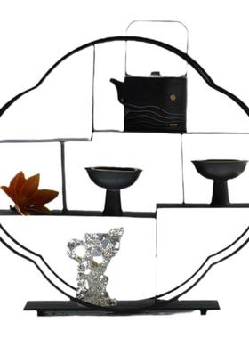 新中式创意茶具托盘博古架组合装饰客厅茶室茶几书房样板房间摆件