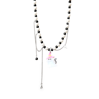 暗黑又调皮的串珠项链！幽灵猫~